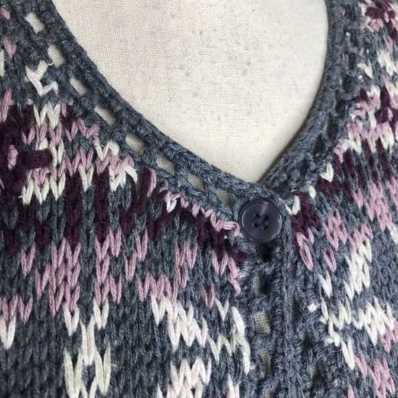 Vintage Gallagher Fair Isle Cottagecore, Grandmacore Cotton Cardigan Sweater - Picture 5 of 14
